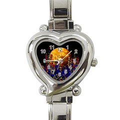 Skyline Frankfurt Abstract Moon Heart Italian Charm Watch by Wegoenart