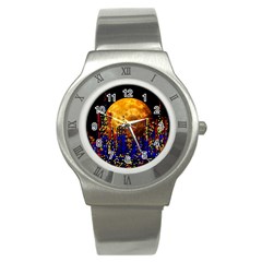 Skyline Frankfurt Abstract Moon Stainless Steel Watch by Wegoenart