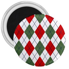 Red Green White Argyle Navy 3  Magnets