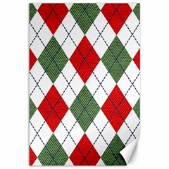 Red Green White Argyle Navy Canvas 12  X 18 