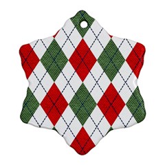 Red Green White Argyle Navy Snowflake Ornament (two Sides) by Wegoenart