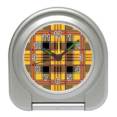 Plaid Tartan Scottish Yellow Red Travel Alarm Clock by Wegoenart