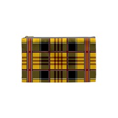 Plaid Tartan Scottish Yellow Red Cosmetic Bag (small)