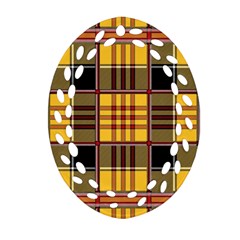 Plaid Tartan Scottish Yellow Red Ornament (oval Filigree) by Wegoenart