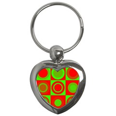 Red Green Christmas Background Key Chains (heart) 