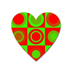 Red Green Christmas Background Heart Magnet by Wegoenart