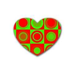 Red Green Christmas Background Heart Coaster (4 Pack)  by Wegoenart