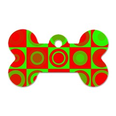 Red Green Christmas Background Dog Tag Bone (two Sides)