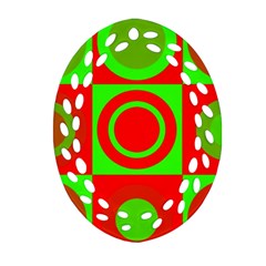 Red Green Christmas Background Oval Filigree Ornament (two Sides) by Wegoenart
