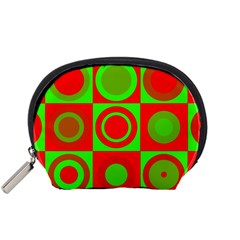 Red Green Christmas Background Accessory Pouch (small) by Wegoenart