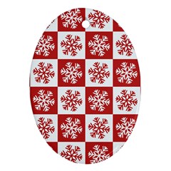 Snowflake Red White Ornament (oval) by Wegoenart