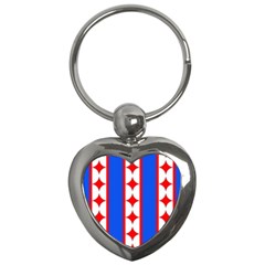 Stars Stripes July 4th Flag Blue Key Chains (heart)  by Wegoenart