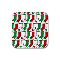 Stocking Background Rubber Coaster (square) 