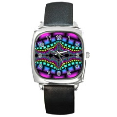 Fractal Art Artwork Digital Art Square Metal Watch by Wegoenart