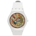 Wings Feathers Cubism Mosaic Round Plastic Sport Watch (M) Front