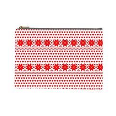 Fairisle Pattern Background Red Cosmetic Bag (large) by Wegoenart