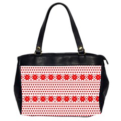 Fairisle Pattern Background Red Oversize Office Handbag (2 Sides)