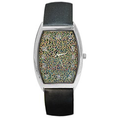 Background Cubism Mosaic Vintage Barrel Style Metal Watch