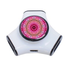 Flower Mandala Art Pink Abstract 3-port Usb Hub by Wegoenart