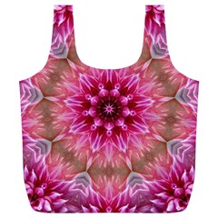 Flower Mandala Art Pink Abstract Full Print Recycle Bag (xl)