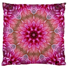 Flower Mandala Art Pink Abstract Large Flano Cushion Case (two Sides)