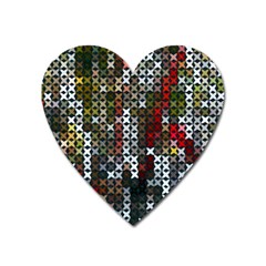 Christmas Cross Stitch Background Heart Magnet