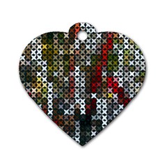 Christmas Cross Stitch Background Dog Tag Heart (two Sides)