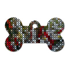 Christmas Cross Stitch Background Dog Tag Bone (one Side)