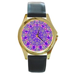 Art Abstract Background Round Gold Metal Watch by Wegoenart