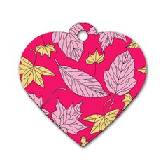 Autumn Dried Leaves Dry Nature Dog Tag Heart (two Sides) by Wegoenart