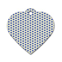 Star Background Backdrop Blue Dog Tag Heart (two Sides) by Wegoenart