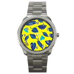 Leaves Pattern Picture Detail Sport Metal Watch by Wegoenart