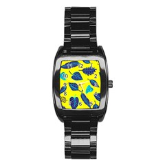 Leaves Pattern Picture Detail Stainless Steel Barrel Watch by Wegoenart