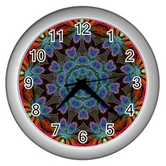 Abstract Art Blue Orange Wall Clock (silver) by Wegoenart