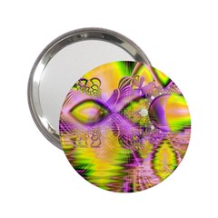 Golden Violet Crystal Heart Of Fire, Abstract 2 25  Handbag Mirror by DianeClancy