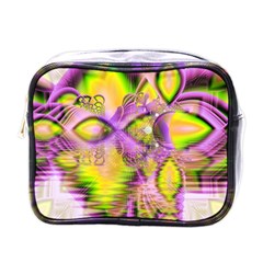 Golden Violet Crystal Heart Of Fire, Abstract Mini Toiletries Bag (one Side) by DianeClancy