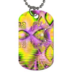 Golden Violet Crystal Heart Of Fire, Abstract Dog Tag (one Side) by DianeClancy