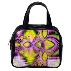 Golden Violet Crystal Heart Of Fire, Abstract Classic Handbag (one Side) by DianeClancy