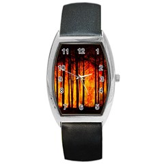 Forest Fire Forest Climate Change Barrel Style Metal Watch