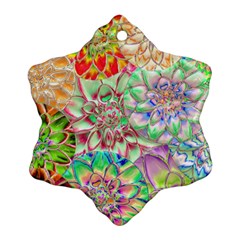 Dahlia Flower Colorful Art Collage Snowflake Ornament (two Sides) by Wegoenart