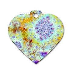 Golden Violet Sea Shells, Abstract Ocean Dog Tag Heart (two Sides) by DianeClancy