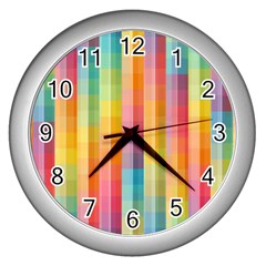 Pattern Background Colorful Abstract Wall Clock (silver) by Wegoenart