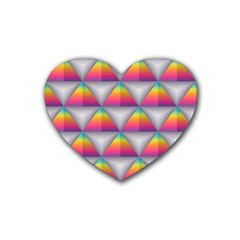 Trianggle Background Colorful Triangle Rubber Coaster (heart)  by Wegoenart