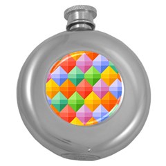 Colorful Geometric Round Hip Flask (5 Oz) by Wegoenart