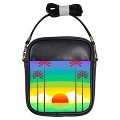 Seaside Sunrise Colorful Ocean Sea Girls Sling Bag