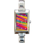 Colorful Background Rectangle Italian Charm Watch Front