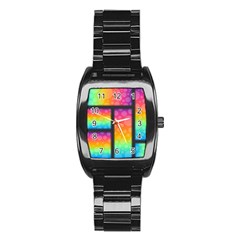 Background Colorful Abstract Stainless Steel Barrel Watch by Wegoenart