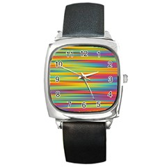 Colorful Background Pattern Square Metal Watch