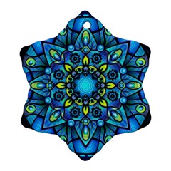 Mandala Blue Abstract Circle Ornament (snowflake) by Wegoenart