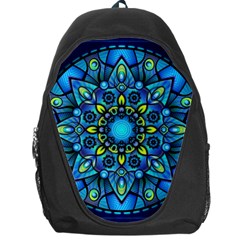 Mandala Blue Abstract Circle Backpack Bag by Wegoenart